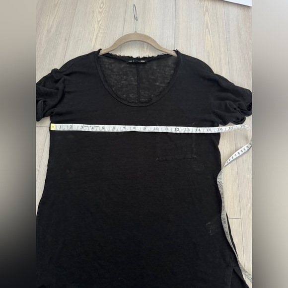Rag and Bone Raw Edges Pocket Tee 100% Linen T-shirt Size S/M - Picture 5 of 10